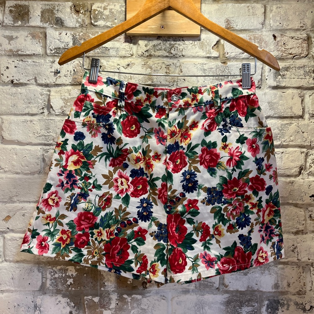 Vintage Floral Denim Shorts